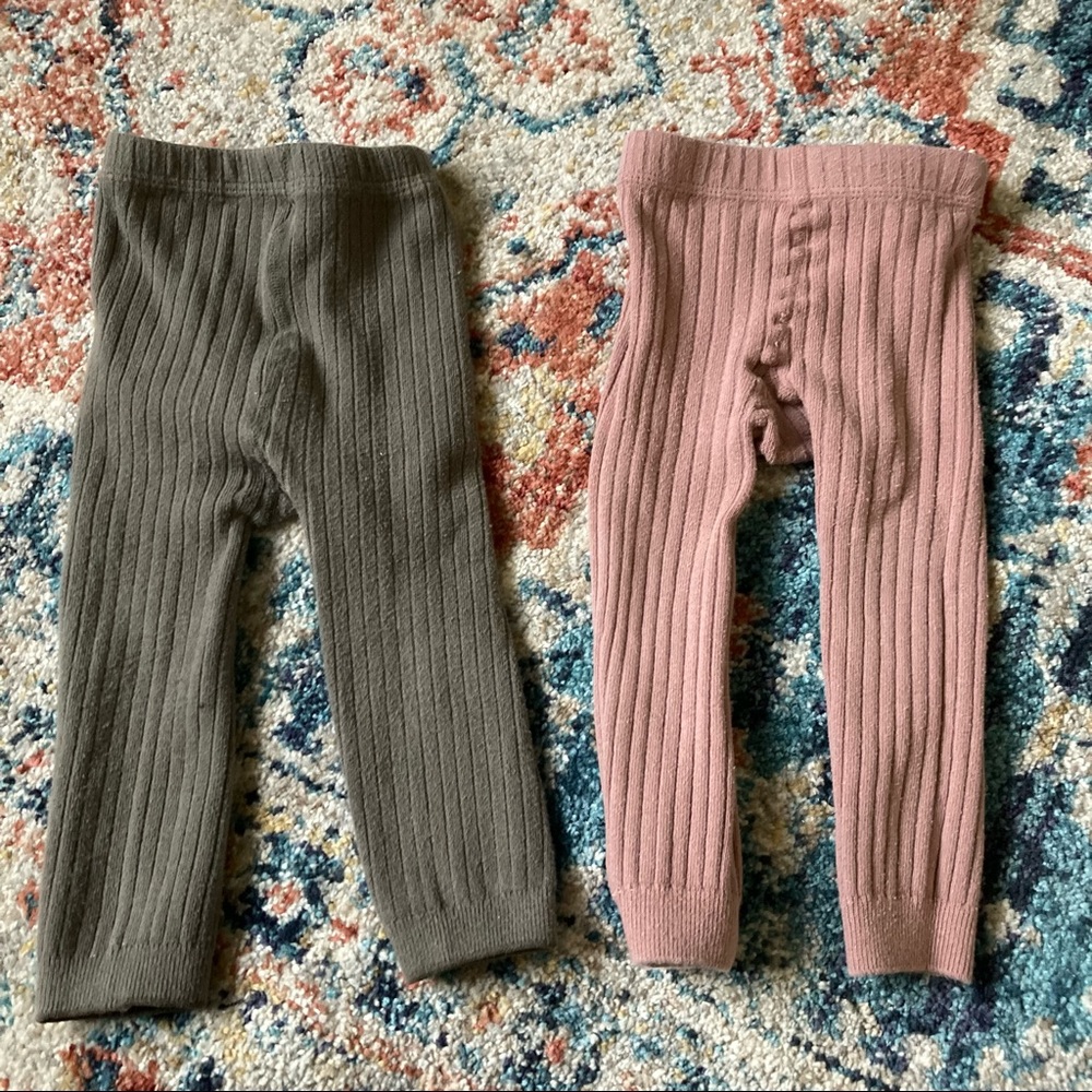 Ribbed Knit Leggings in Muted Tones